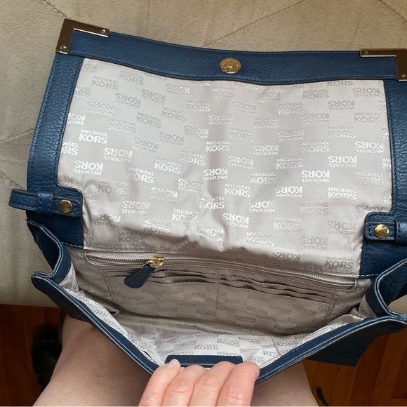 Michael Kors Blue Oversized Clutch Leather Purse Handbag - Picture 8 of 8